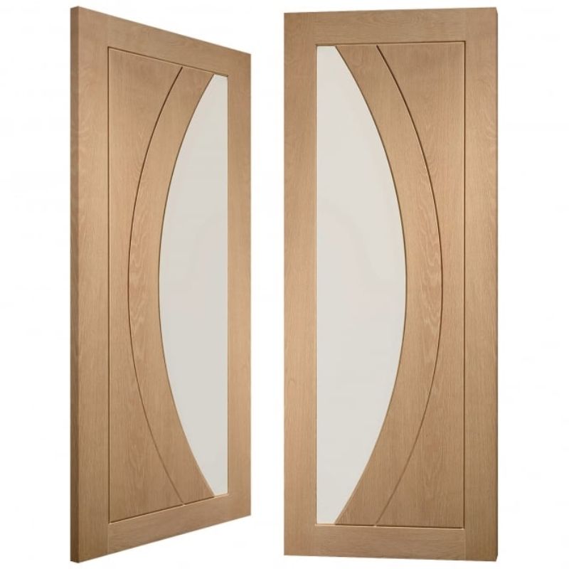 Image for XL Joinery Salerno Internal Oak Rebated Door Pair with Clear Glass 1981 x 1168 x 40mm (46")