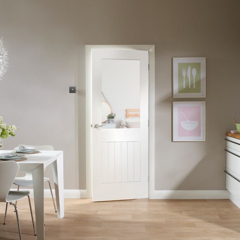 Image for XL Joinery Suffolk Internal White Primed Door with Clear Glass 1981 x 838 x 35mm (33")