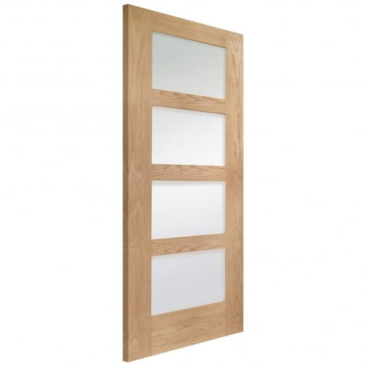 Image for XL Joinery Shaker 4 Light Internal Oak Door with Clear Glass Fire Door 1981 x 762 x 44mm (30")