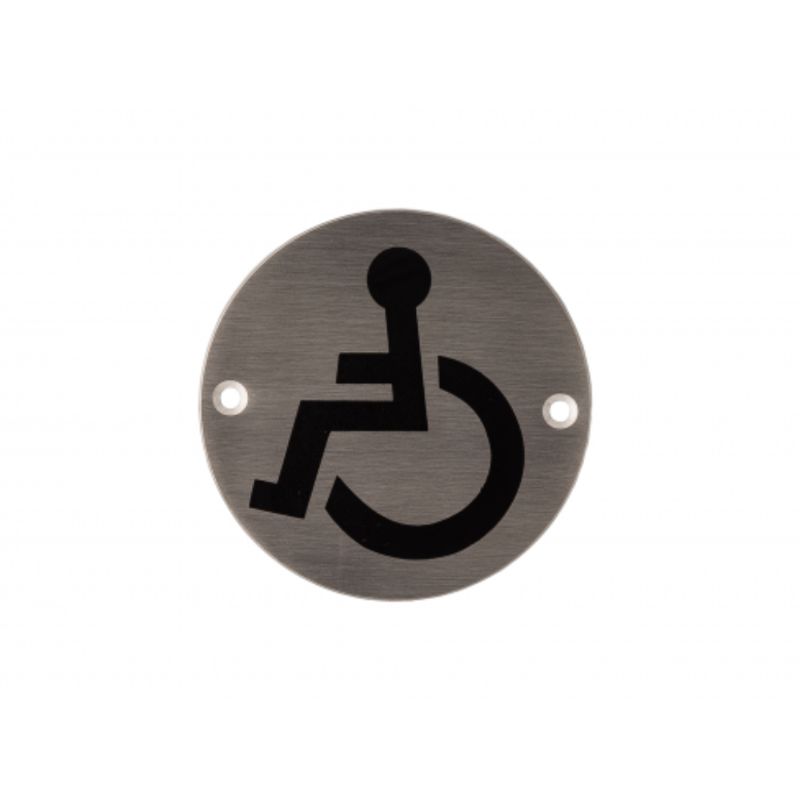 Deanta 3.0" Round Steel Disabled Sign Stainless Steel