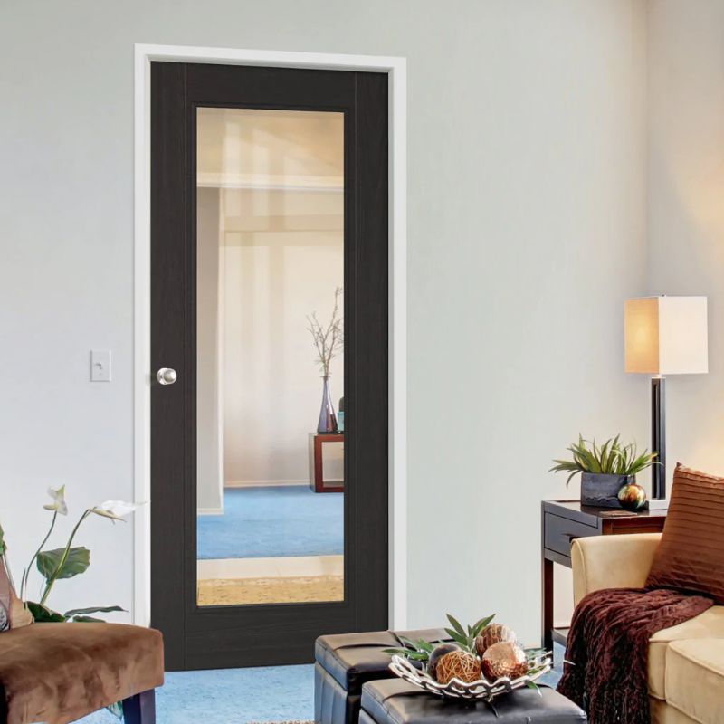 LPD Diez Charcoal Black 1L Pre-Finished Internal Clear Glazed Door
