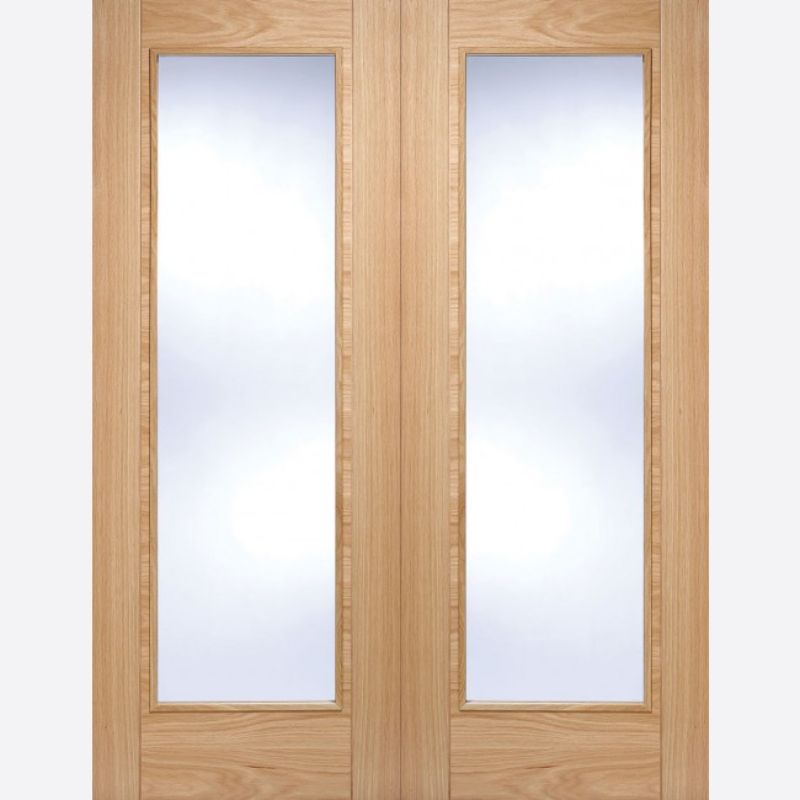 Image for LPD Pre-Finished Oak Vancouver Glazed Internal Door Pair-78in x 36in x 40mm (1981 x 914mm)