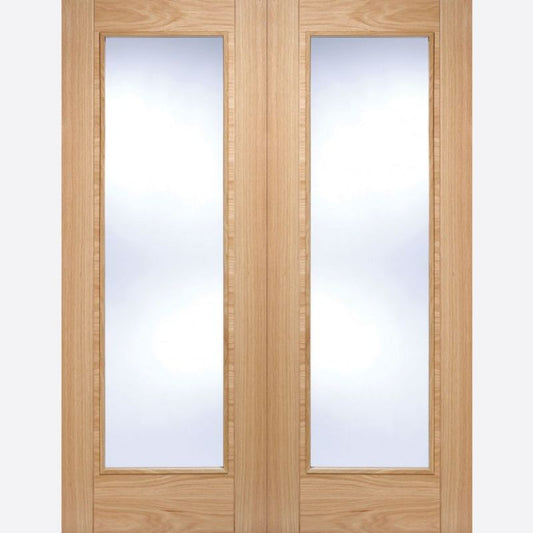 Image for LPD Pre-Finished Oak Vancouver Glazed Internal Door Pair-78in x 36in x 40mm (1981 x 914mm)