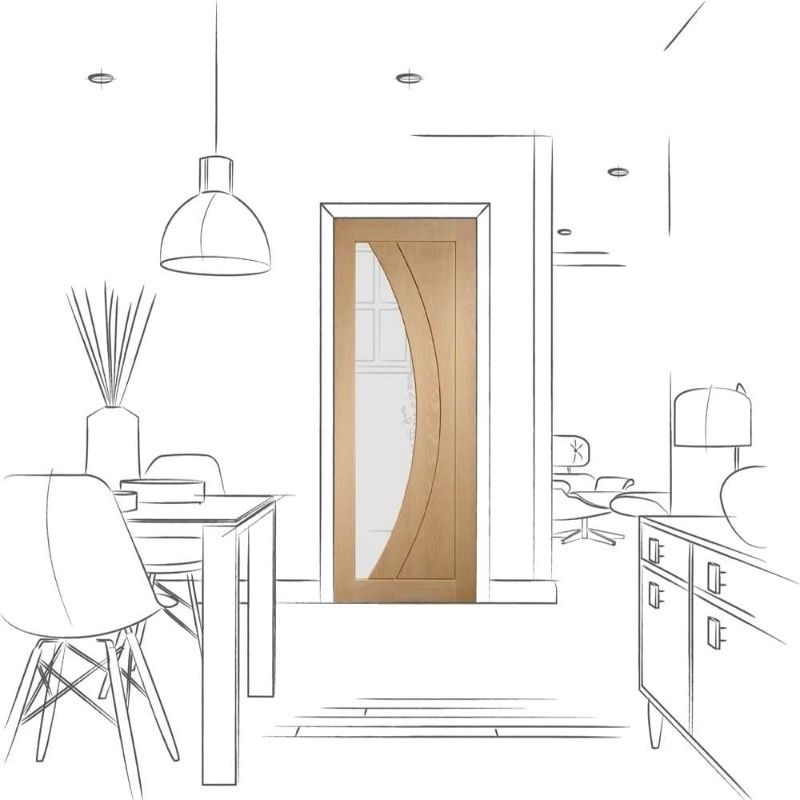 Image for XL Joinery Salerno Internal Oak Door with Clear Glass 1981 x 610 x 35mm (24")