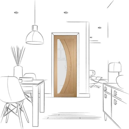 Image for XL Joinery Salerno Internal Oak Door with Clear Glass 1981 x 610 x 35mm (24")