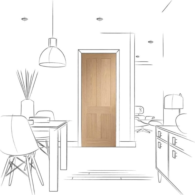 Image for XL Joinery Victorian Shaker 4 Panel Internal Oak Door 1981 x 686 x 35mm (27")