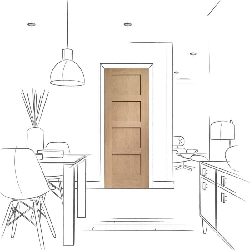 Image for XL Joinery Shaker 4 Panel Pre-Finished Internal Oak Door 1981 x 711 x 35mm (28")