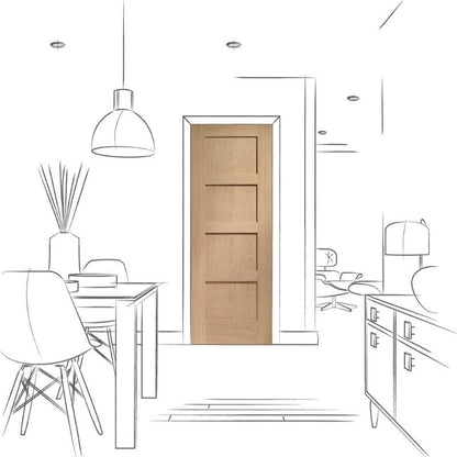 Image for XL Joinery Shaker 4 Panel Pre-Finished Internal Oak Door 1981 x 711 x 35mm (28")