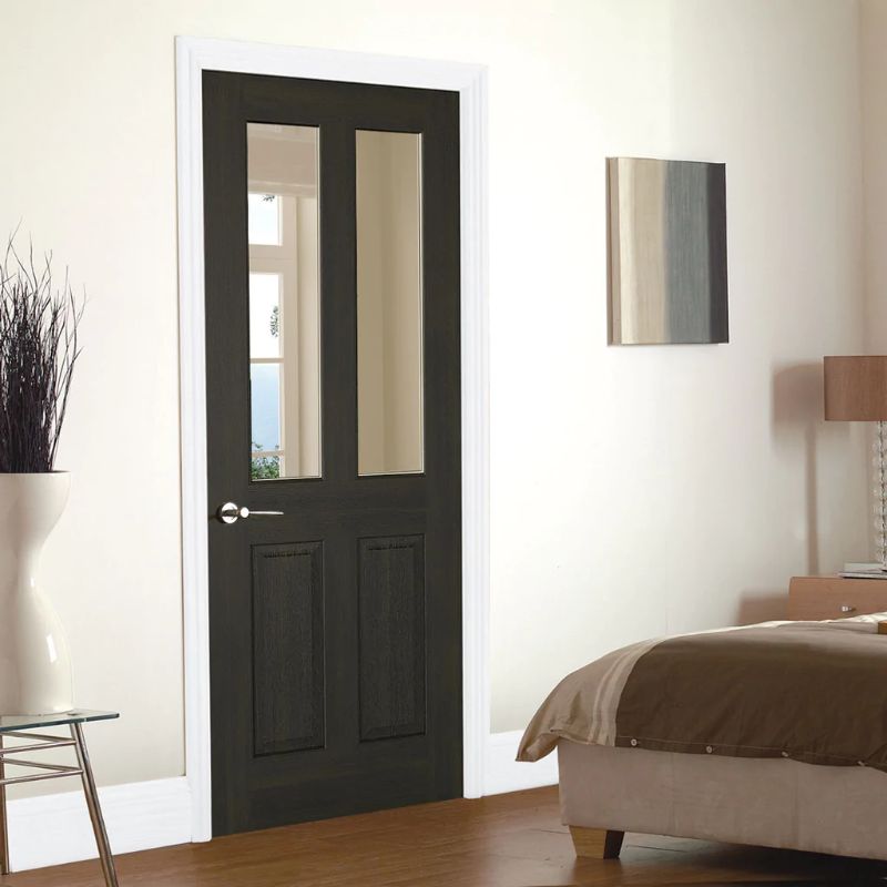 LPD Richmond 2L Smoked Oak Pre-Finished Glazed Internal Door - 78in x 27in x 35mm (1981 x 686mm)
