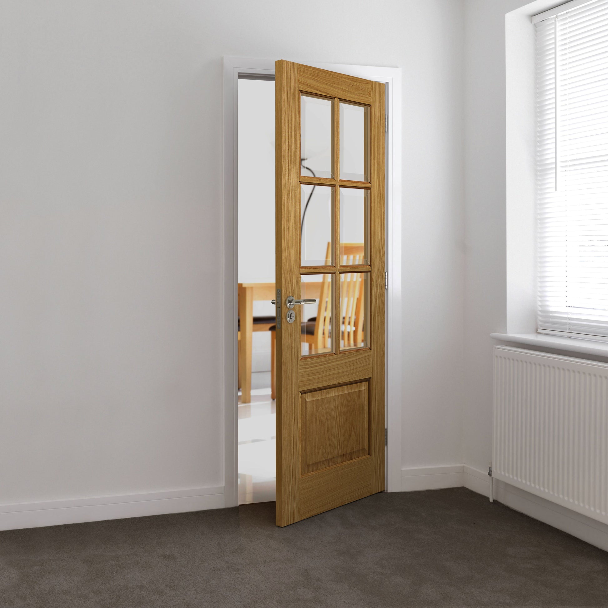 Image for JB Kind Oak Traditional Dove Glazed Internal Door Unfinished