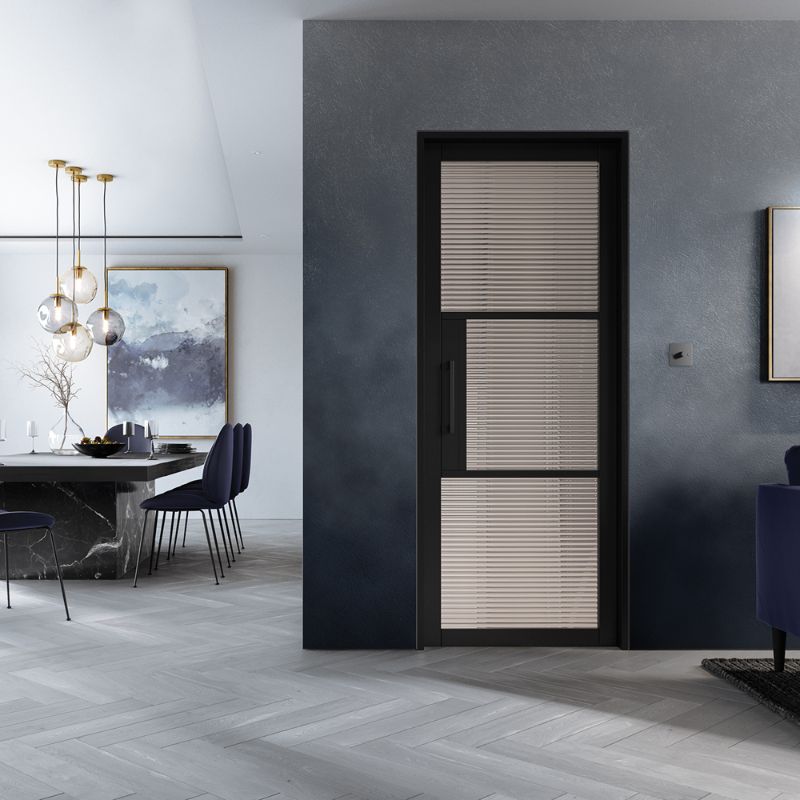 LPD Tribeca Black 3L Reeded Glazed Internal Door - 78in x 33in x 35mm (1981 x 838mm)
