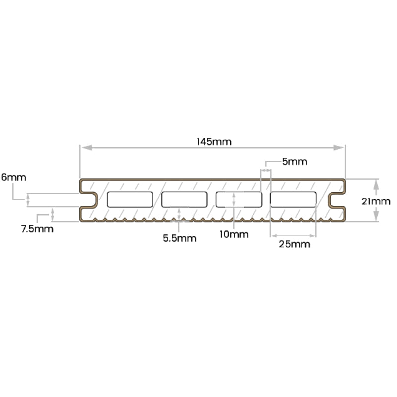 DDecks DuroDual Composite Reversible Decking Board (Hollow) 145mm x 21mm x 3.6m - All Colours