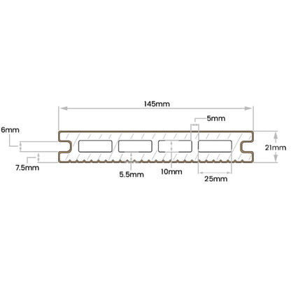 DDecks DuroDual Composite Reversible Decking Board (Hollow) 145mm x 21mm x 3.6m - All Colours