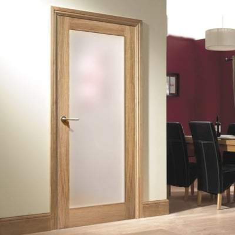 LPD Oak Pattern 10 - 1 Glazed Frosted Light Panel Un-Finished Internal Door - 2040mm x 726mm