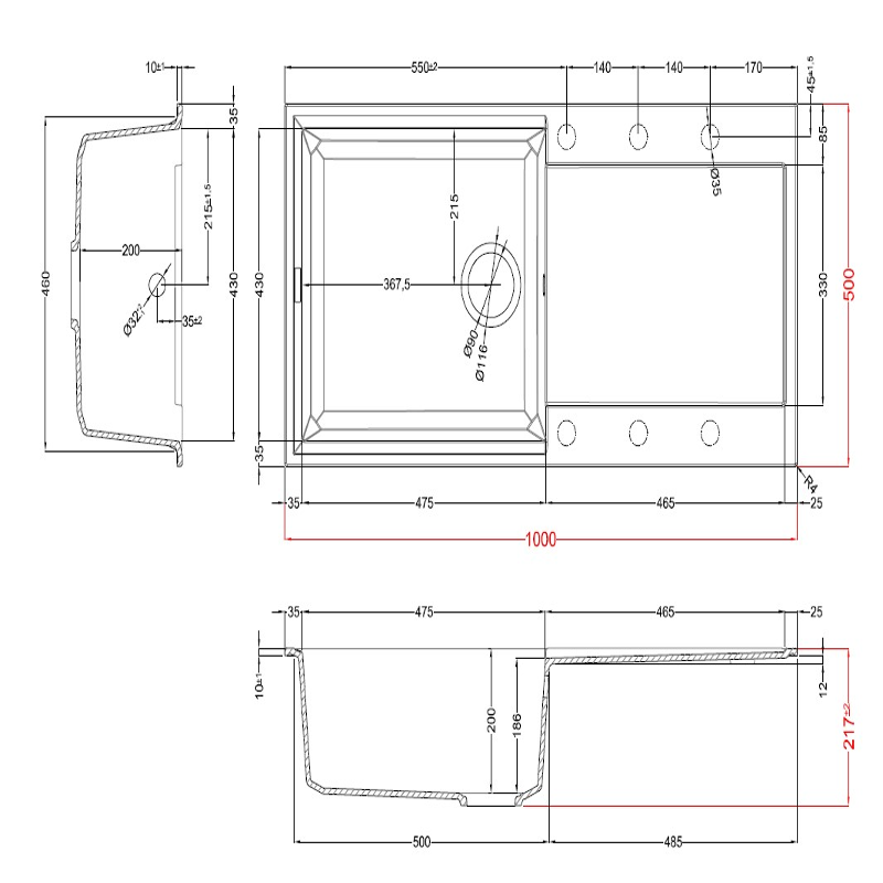 Easy 480 Granite Composite 1 Bowl Kitchen Sink