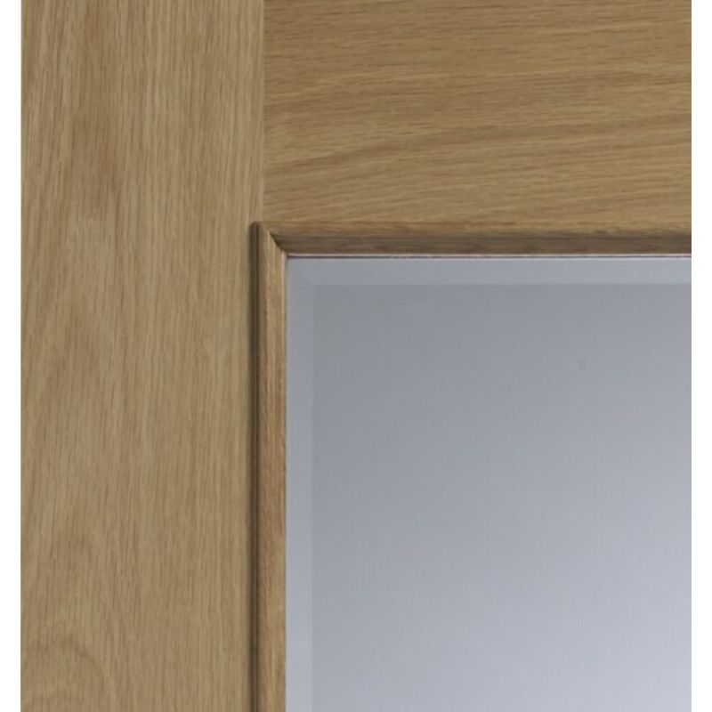 Image for XL Joinery Calabria Internal Oak Door with Clear Bevelled Glass and Raised Mouldings 1981 x 762 x 35mm (30")