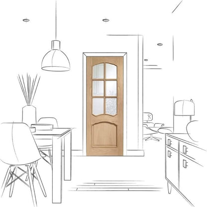 Image for XL Joinery Riviera Internal Oak Door With Raised Mouldings and Clear Bevelled Glass 2040 x 726 x 40mm