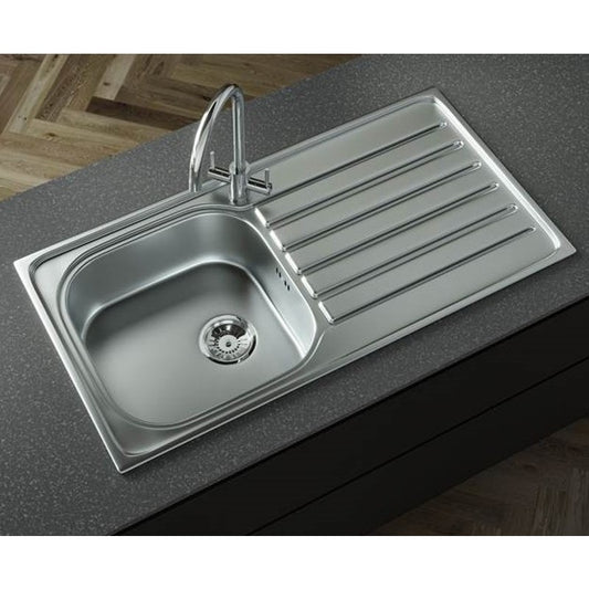 Ellsi Stainless Steel Single Bowl Inset Kitchen Sink - Satin Matt