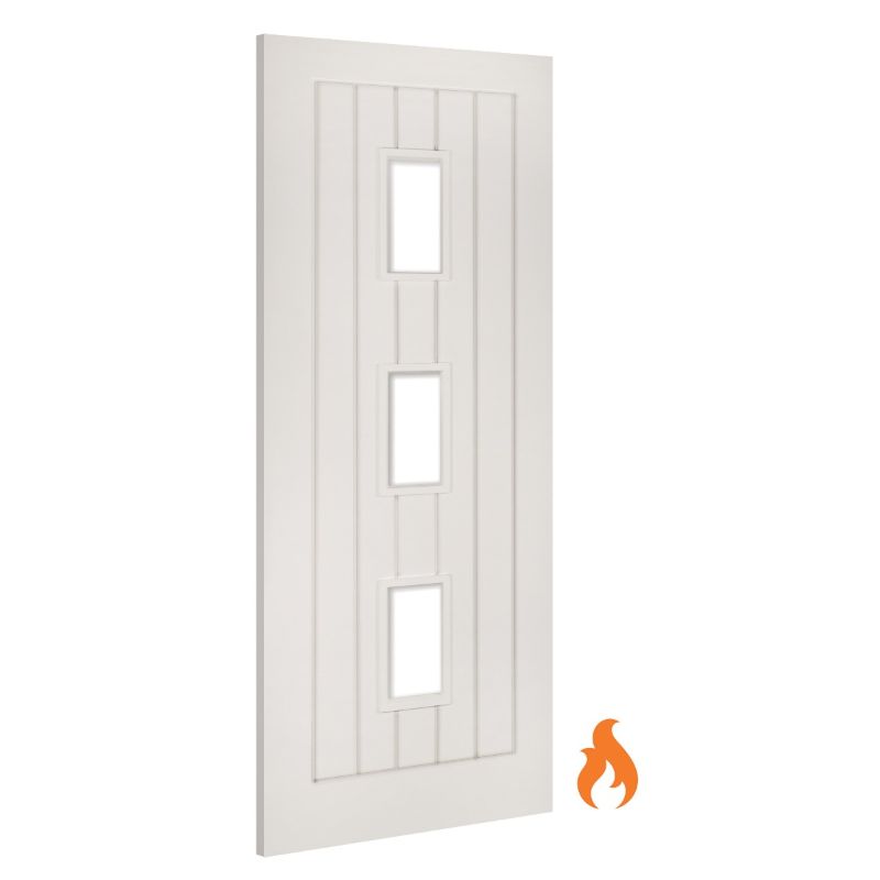 Deanta Ely Prefinished Glazed Interior White Primed Fire Door