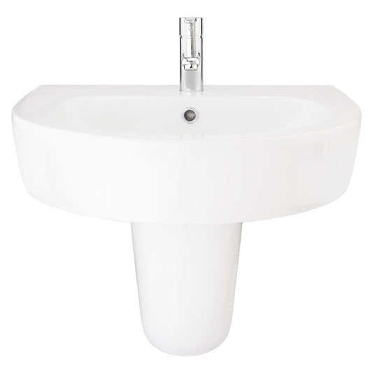 Aqua Emme 560mm Basin - 1 Tap Hole with Semi Pedestal 