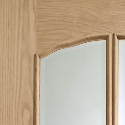 Image for XL Joinery Riviera Internal Oak Door With Raised Mouldings and Clear Bevelled Glass 2040 x 726 x 40mm