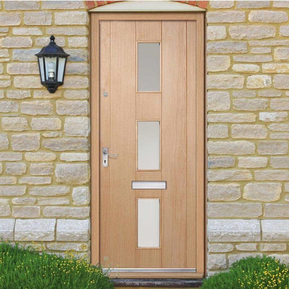 LPD Copenhagen Oak Frosted Double Glazed Exterior Door 80in x 32in x 44mm (2032 x 813mm)