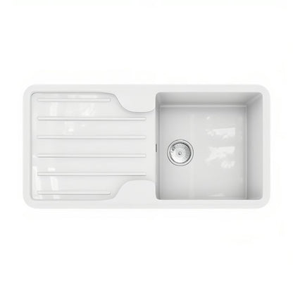 Traditional Gloss White Comite Single Bowl Kitchen Insert and Drainer