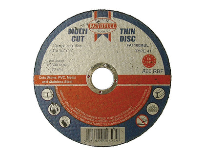 Faithfull Multi-Purpose Cutting Discs 100 x 1.0 x 16mm (Pack of 10)