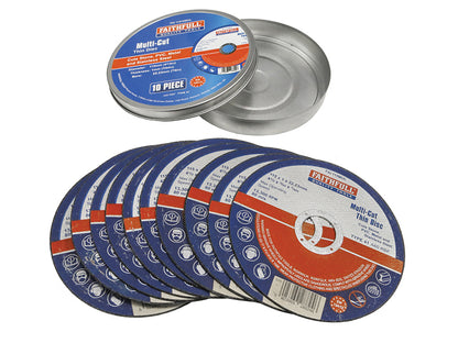 Faithfull Multi-Purpose Cutting Discs 115 x 1.0 x 22.23mm (Pack of 10)