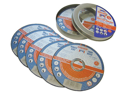 Faithfull Multi-Purpose Cutting Discs 115 x 1.0 x 22.23mm (Pack of 10)