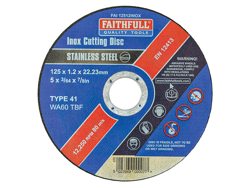 Faithfull Inox Cutting Disc 125 x 1.2 x 22.23mm