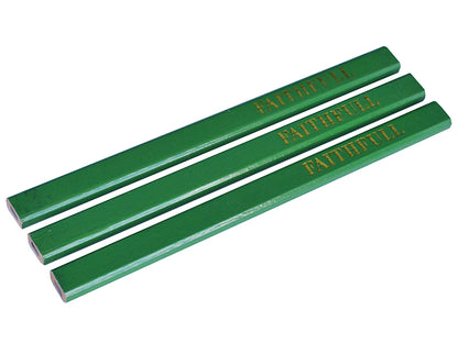 Faithfull Carpenter's Pencils - Green / Hard (Pack 3)