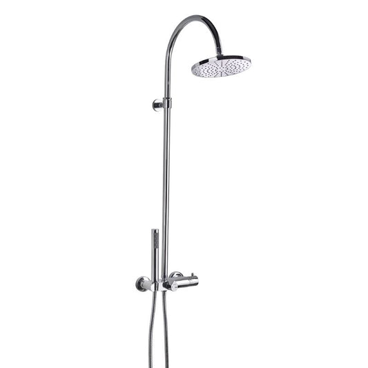 Aqua Fusion Thermostatic Shower Column w/ Diverter and Shower Head - Chrome