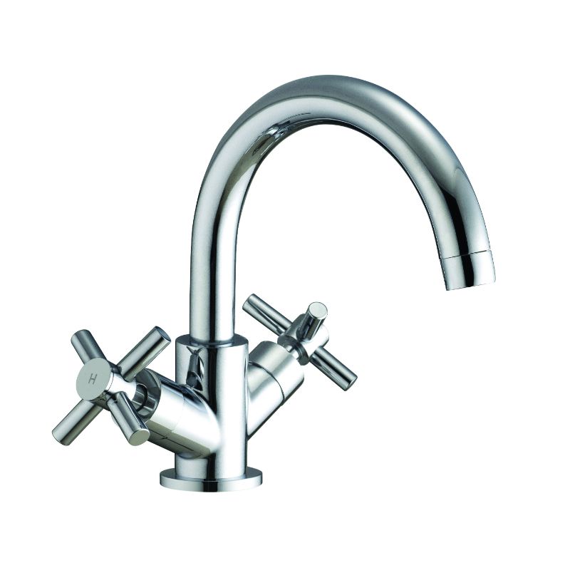 Aqua Fusion X Head Basin Mixer w/ Swivel Spout and Click-Clack Waste - Chrome