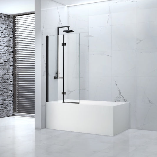 Aqua Aquaglass 8mm 2-Panel Folding Hinged Bath Screen 1500mm x 900mm