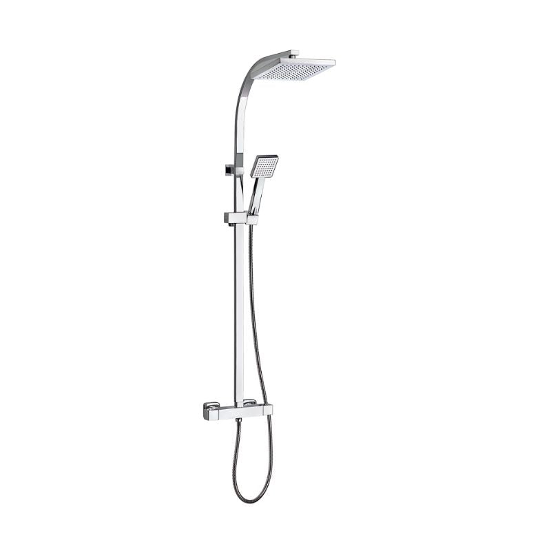 Aqua Flo Thermostatic Shower Column w/ Diverter and Shower Head - Chrome