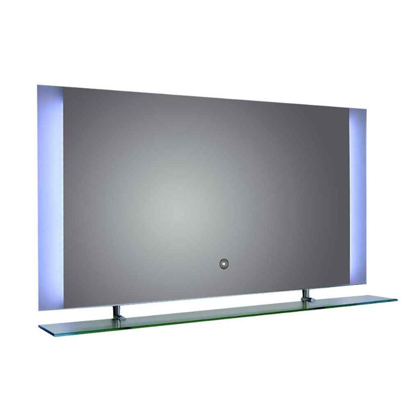 Aqua Westbury Rectangular Mirror with LED Side Lights, Demister and Shelf Kit 450mm x 850mm