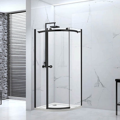 Aquaglass Sphere Black Framed Quadrant Shower Enclosure w/ 1 Door - 900mm x 900mm x 2075mm  