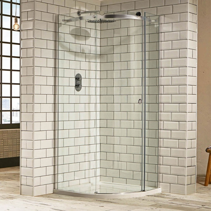 Aquaglass Sphere Curved Quadrant Shower Enclosure w/  Cut-Out Top Panel  & 1 Sliding Door - (Right Hand)