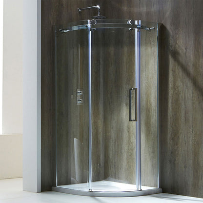 Aquaglass Frameless Curved Quadrant Shower Enclosure w/ Cut-Out Top Panel & 1 Sliding Door -  (Left Hand Opening)