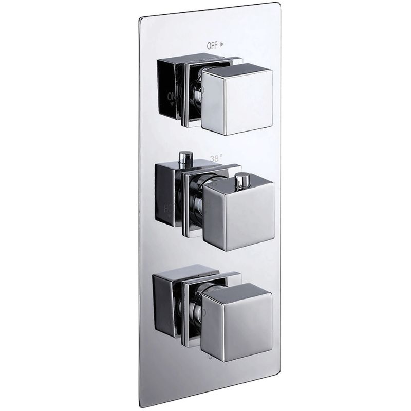 Aqua Cube Triple Concealed 2-Way Thermostatic Shower Valve - Chrome