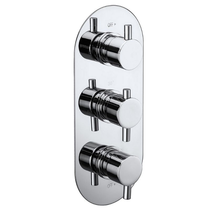 Aqua Evoke Triple Concealed 2-Way Thermostatic Shower Valve - Chrome