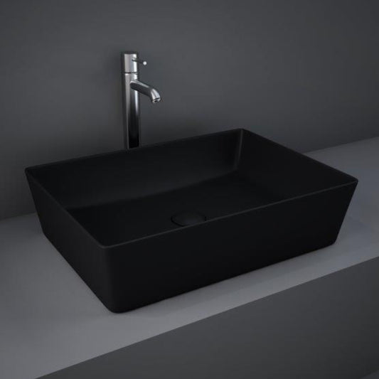 RAK Ceramics Feeling 430mm Countertop Basin Matt Black Rectangle