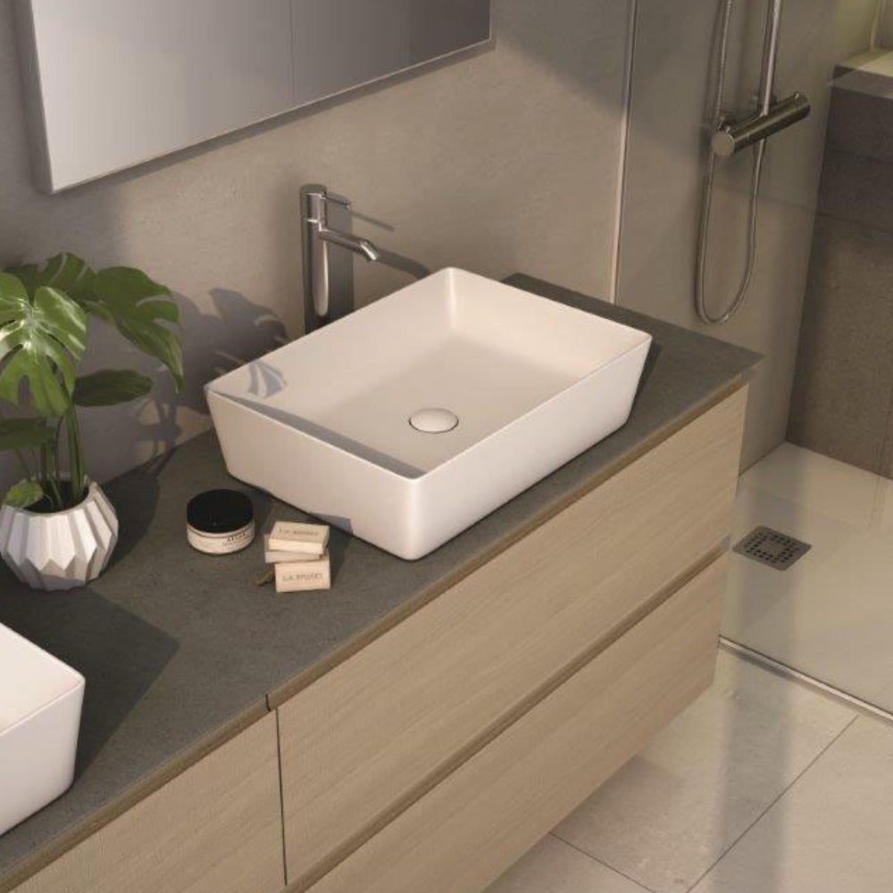 RAK Ceramics Feeling 430mm Countertop Basin Matt Greige Rectangle