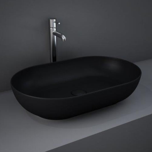 RAK Ceramics Feeling 430mm Countertop Basin Matt Black Oval