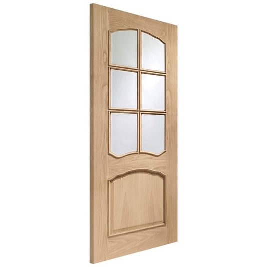 Image for XL Joinery Riviera Internal Oak Door With Raised Mouldings and Clear Bevelled Glass 2040 x 726 x 40mm