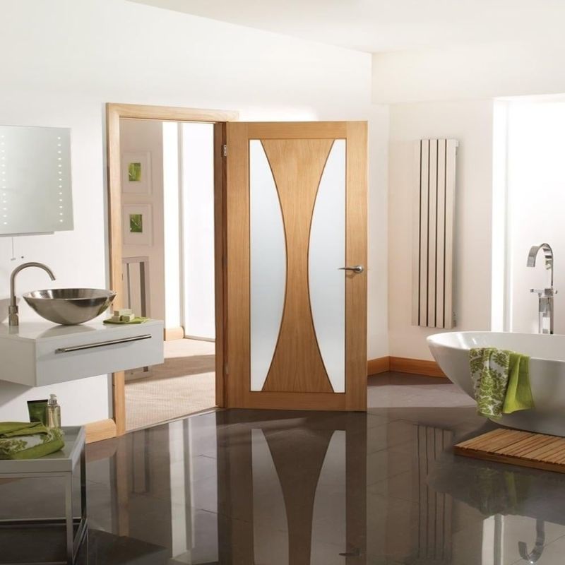 Image for XL Joinery Verona Internal Oak Door with Obscure Glass 1981 x 838 x 35mm (33")