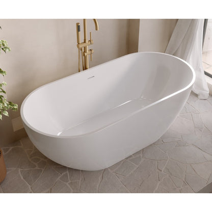 Aqua Fira Stone Freestanding Bath Gloss White (No Tap Hole) - All Sizes