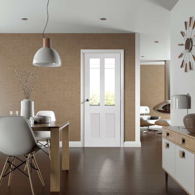 Image for XL Joinery Malton Shaker Internal White Primed Door with Clear Glass 2040 x 826 x 40mm