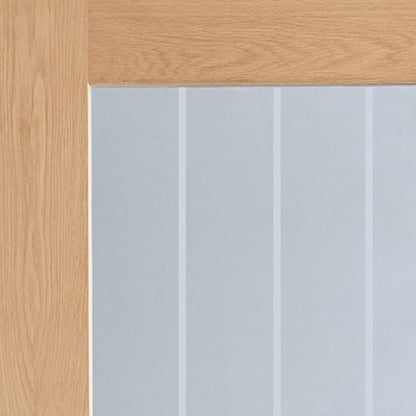 Image for XL Joinery Suffolk Internal Oak Rebated Door Pair with Clear Etched Glass 1981 x 1524 x 40mm (60")